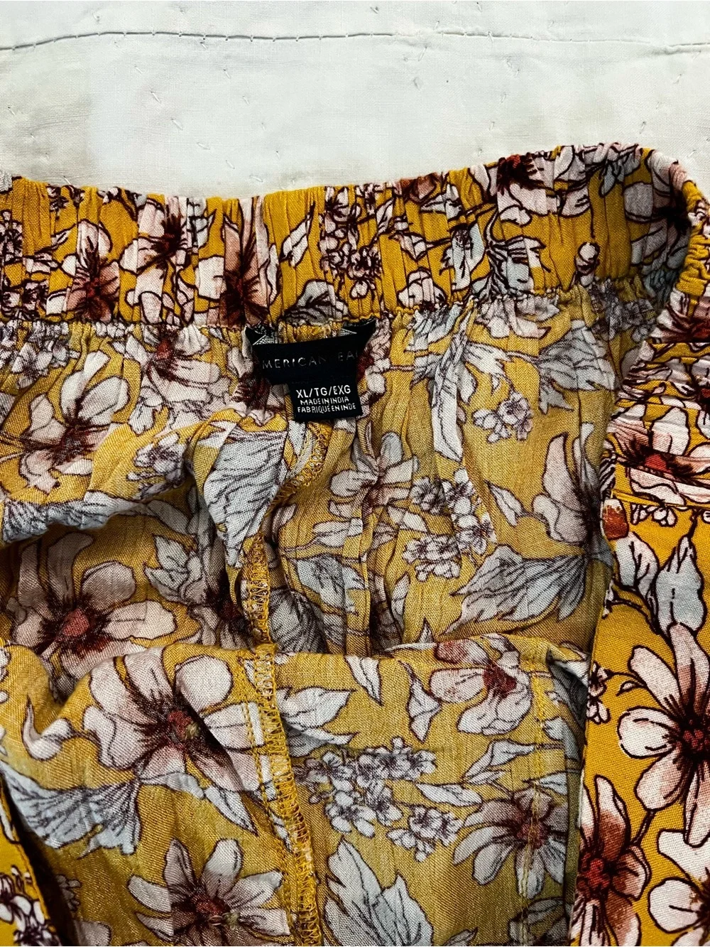 American Eagle Outfitters Mustard Yellow Floral Wide-Leg Pants